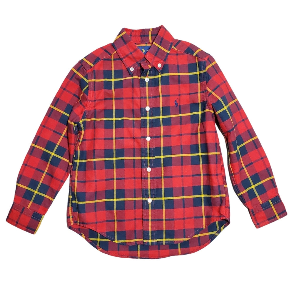 RALPH LAUREN Button Down Check Oxford Shirt Size 5